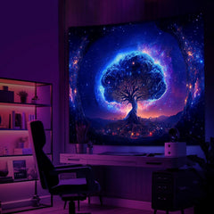 Tapiserie copac lumina neagra spatiala estetica Casa - Accesorii si Decoratiuni Naty Shop