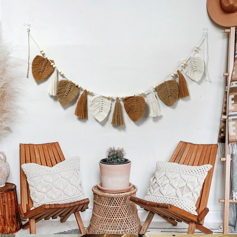 Tapiserie decorative tesute frunze chic franjuri Casa - Accesorii si Decoratiuni Naty Shop