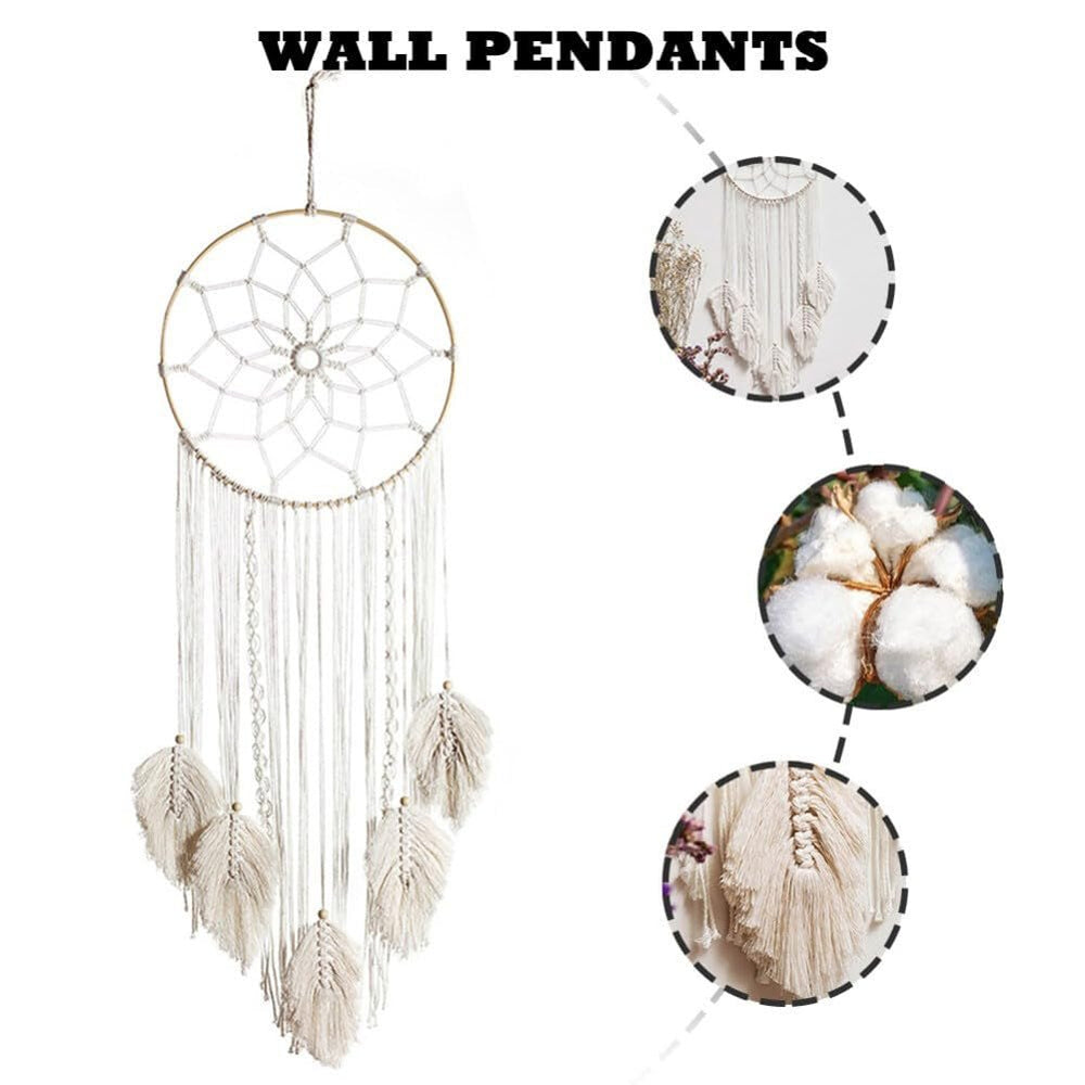 Tapiserie dreamcatcher alb mare facut manual tassel Casa - Accesorii si Decoratiuni Naty Shop
