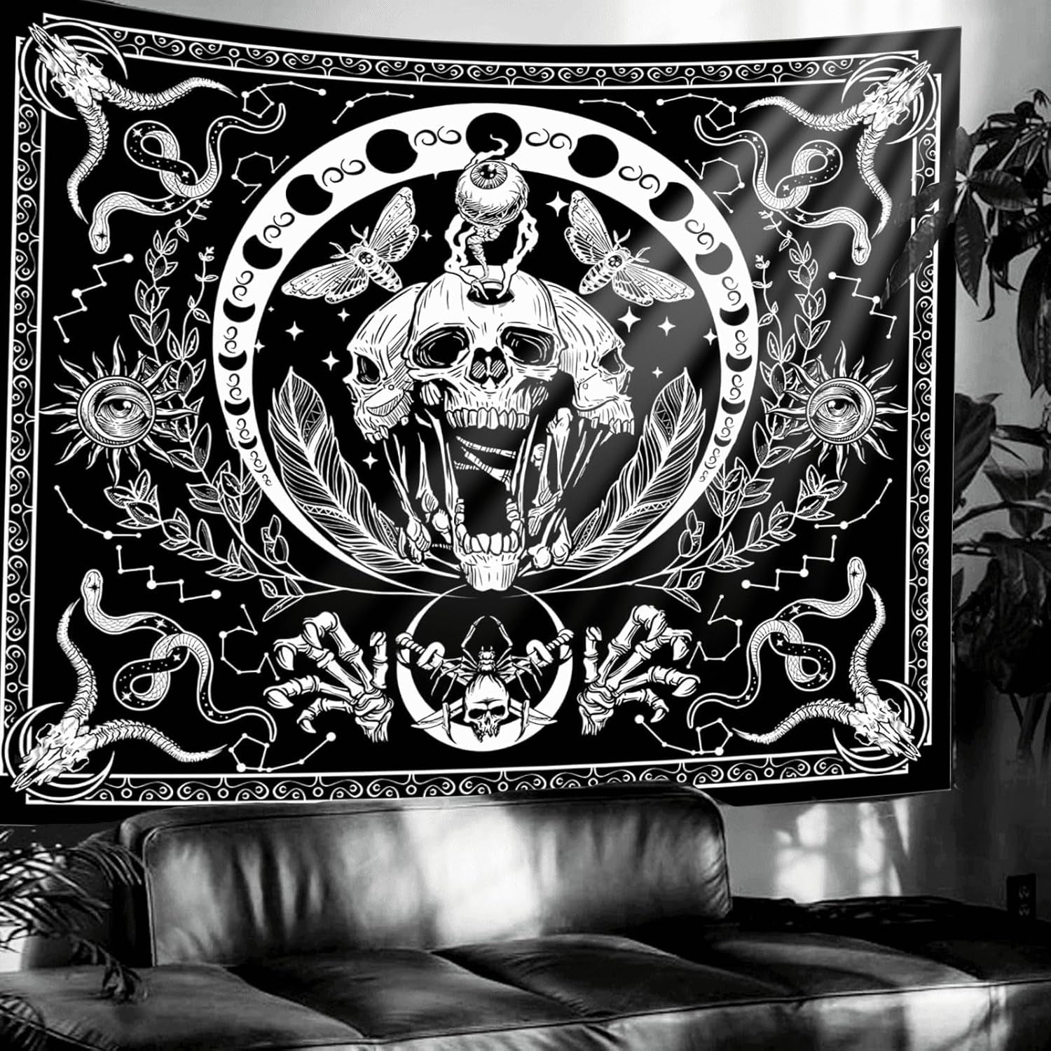 Tapiserie gothic halloween banner negru alb Casa - Accesorii si Decoratiuni Naty Shop Default Title