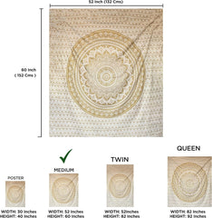 Tapiserie mandala decorare camera estetica aur alb panza Casa - Accesorii si Decoratiuni Naty Shop