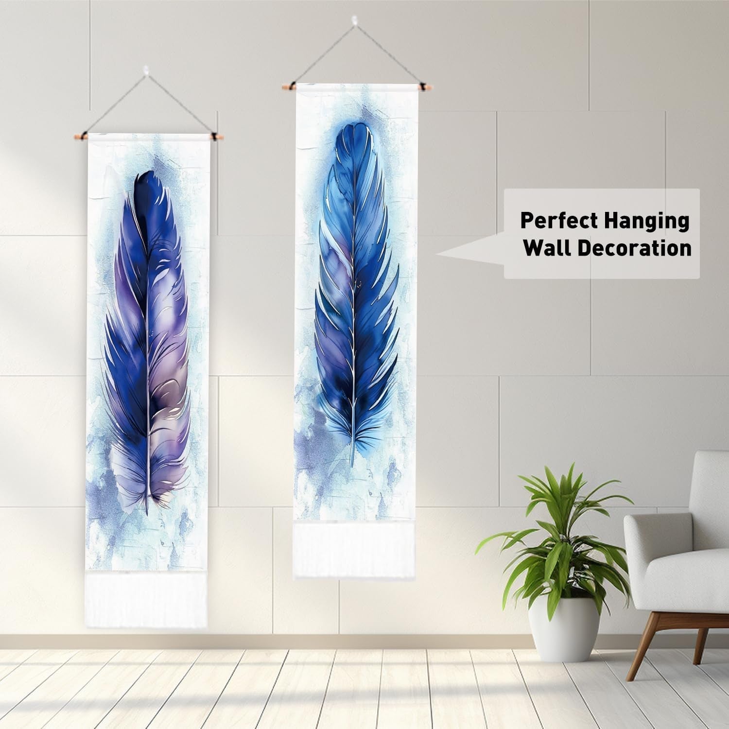 Tapiserie pligreat pack blue feather rug vertical wall Casa - Accesorii si Decoratiuni Naty Shop