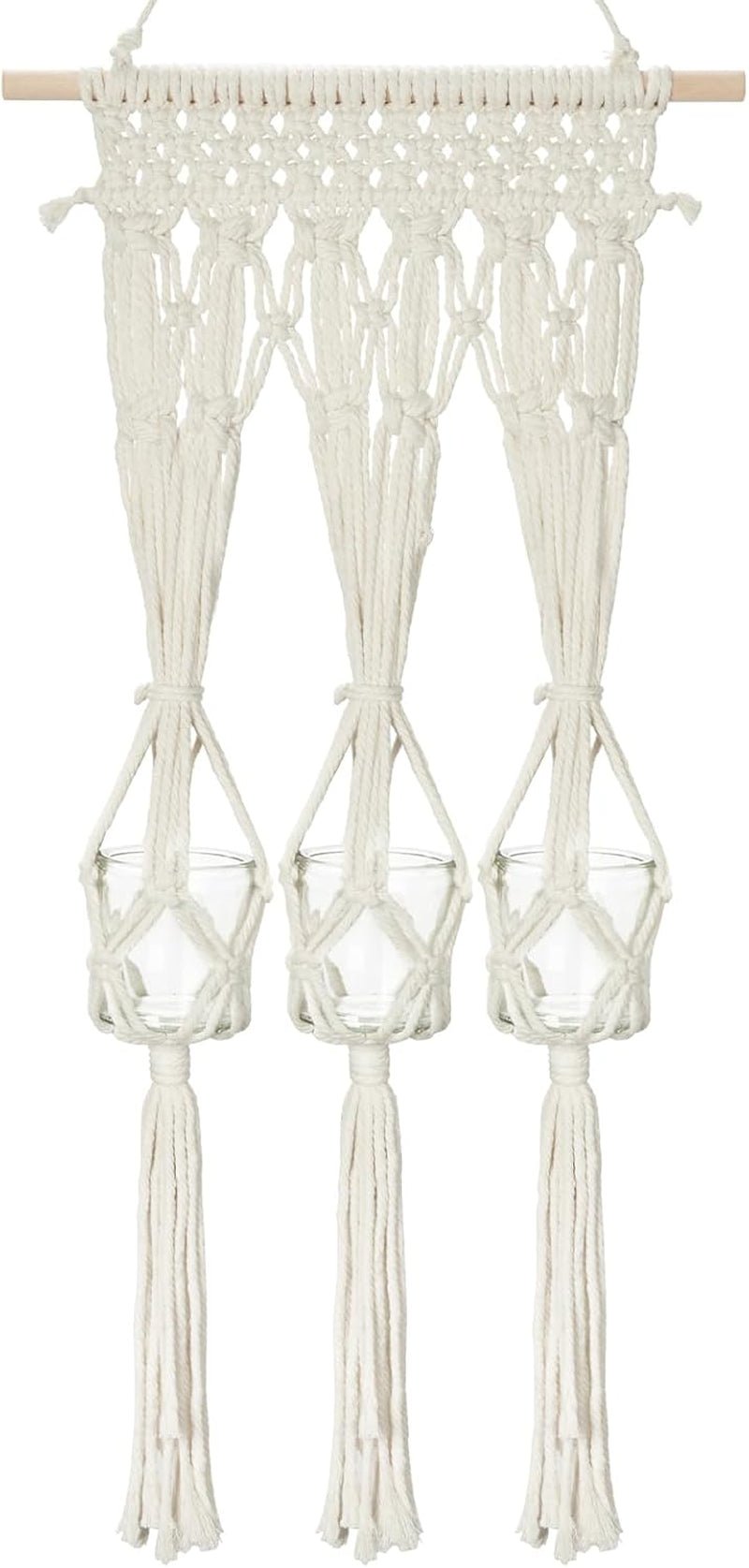 Tapiserie raft suporturi lumanari din sticla realizat Casa - Accesorii si Decoratiuni Naty Shop Alb