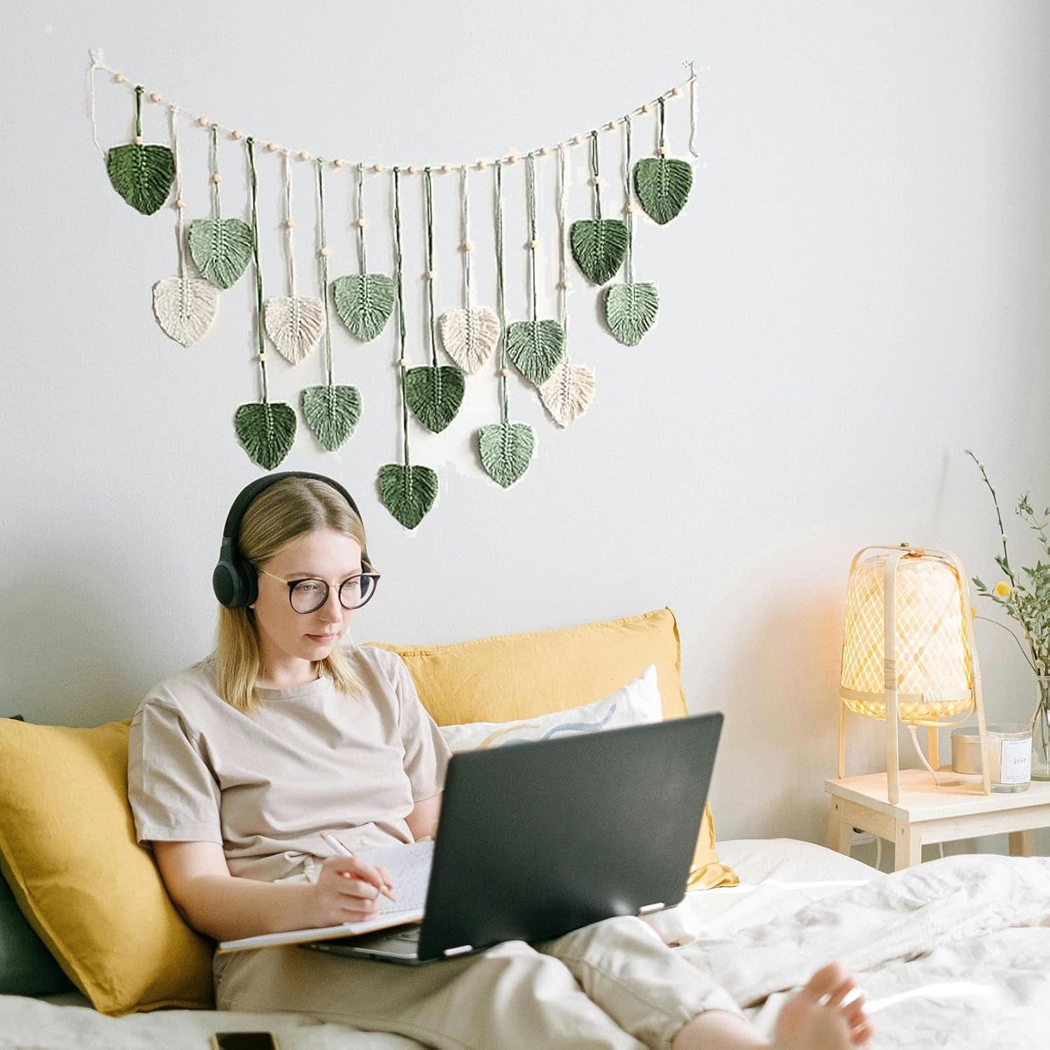 Tapiserie suspensie decoratie frunze tesute Casa - Accesorii si Decoratiuni Naty Shop