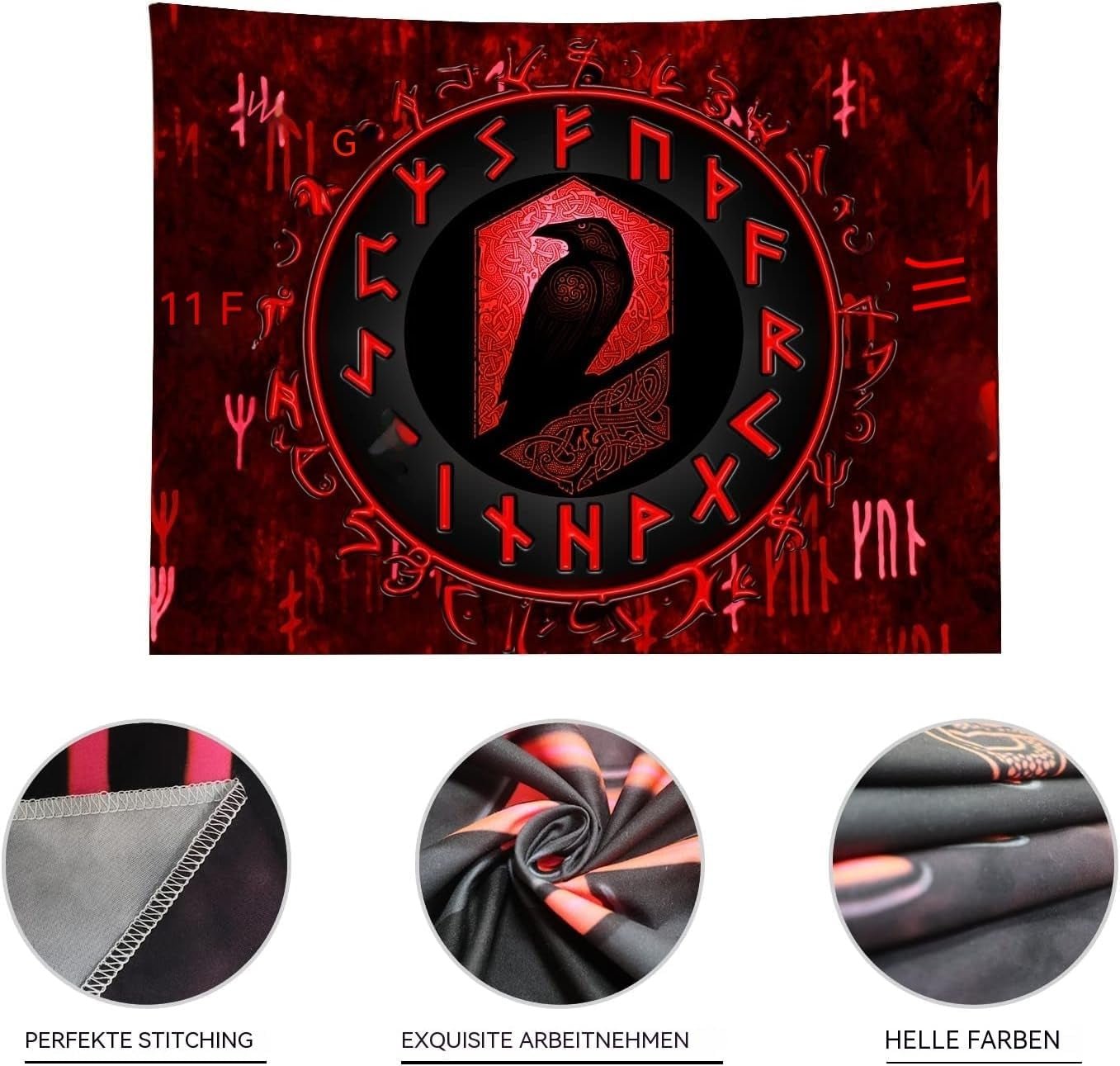 Tapiserie viking blacklight reactiv red meditation runes odins Casa - Accesorii si Decoratiuni Naty Shop