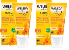 WELEDA Organic Baby Calendula Care Cream Body & Face 30ml - Cremă de față / cremă de piele pentru cosmetice naturale cu ulei de susan și lanolină pentru îngrijirea pielii uscate. Cremă hidratantă de îngrijire pentru bebeluși și copii Copii - Baie si Skincare Naty Shop Titlu implicit