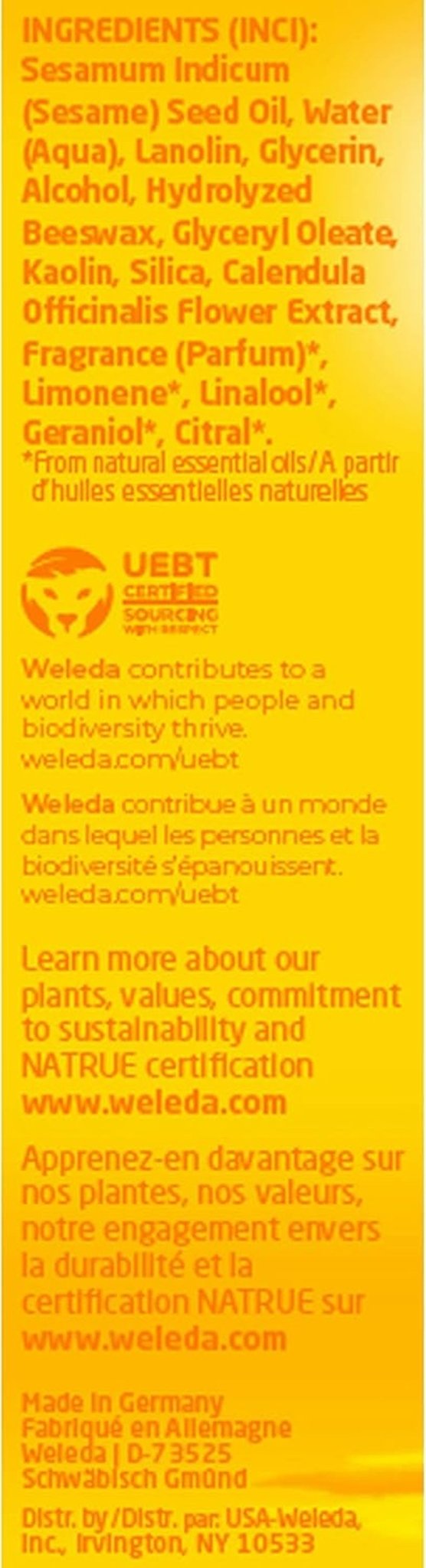 WELEDA Organic Baby Calendula Care Cream Body & Face 75ml - Cremă de față / cremă de piele pentru cosmetice naturale cu ulei de susan și lanolină pentru îngrijirea pielii uscate. Cremă hidratantă de îngrijire pentru bebeluși și copii Copii - Baie si Skincare Naty Shop