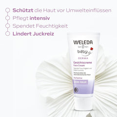 WELEDA Organic Baby Derma White Mallow Face Cream, cremă hidratantă pentru pielea foarte sensibilă și neurodermitică, cosmetice naturale pentru îngrijire intensivă și ameliorarea mâncărimii (1 x 50 ml) Copii - Baie si Skincare Naty Shop